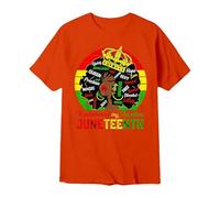 Camisetas Manga Corta Hombre Camiseta Conmemorativa Juneteenth Estampado Gráfico Manga Corta Celebración Festiva Día Libertad Hombre (Orange, L)