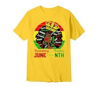 Camisetas Manga Corta Hombre Camiseta Conmemorativa Juneteenth Estampado Gráfico Manga Corta Celebración Festiva Día Libertad Hombre (Yellow, L)