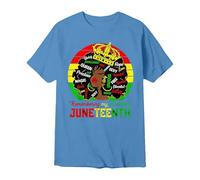 Camisetas Manga Corta Hombre Camiseta Conmemorativa Juneteenth Estampado Gráfico Manga Corta Celebración Festiva Día Libertad Hombre (Light Blue, XL)