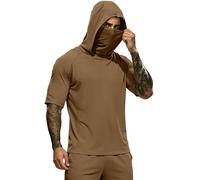 Camisetas Manga Corta Hombre,Camiseta Deporte Hombre con Capucha y Mascarilla Casual Elástico Camisetas de Protección Solar Color Sólido Ligero Transpirable Pullover Deportiva Verano