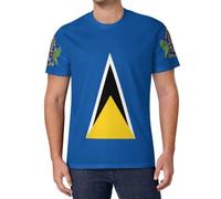 Camisetas Manga Corta Hombre Cuello Redondo Camiseta Bandera De Santa Lucía Blusas Regular Fit Mangas Cortas T-Shirts Insignia De Pájaro Casual Verano Camisas Ligero Deporte Camisetas Vacaciones