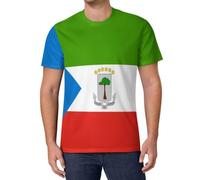 Camisetas Manga Corta Hombre Cuello Redondo Camiseta Bandera Guinea Ecuatorial Blusas Regular Fit Mangas Cortas T-Shirts Geométrico Bloques Casual Verano Camisas Ligero Deporte Camisetas Vacaciones