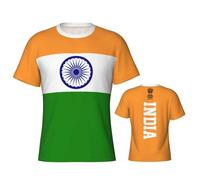 Camisetas Manga Corta Hombre Cuello Redondo Camiseta Bandera India Blusas Regular Fit Mangas Cortas T-Shirts Emblema Nacional Tradicional Casual Verano Camisas Ligero Deporte Camisetas Vacaciones