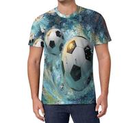 Camisetas Manga Corta Hombre Cuello Redondo Camiseta Rompecabezas De Fútbol 3D Blusas Regular Fit Mangas Cortas T-Shirts Olas De Fantasía Casual Verano Camisas Ligero Deporte Camisetas Vacaciones