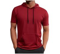 Camisetas Manga Corta Hombre Ofertas Camiseta con Capucha y Bolsillo Color Sólido Deporte Running Basica T-Shirt Ligero Transpirable Camiseta Deportivos Verano para Gym Fitness Casual Diario tee