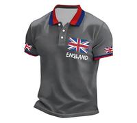 Camisetas Manga Corta Hombre Polo Casual De Negocios con Estampado De Bandera Británica Jack Y Botones En La Solapa Diseño Festivo Y Elegante para Celebraciones Y Eventos Que Te Brinda Un Es