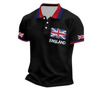 Camisetas Manga Corta Hombre Polo Casual De Negocios con Estampado De Bandera Británica Jack Y Botones En La Solapa Diseño Festivo Y Elegante para Celebraciones Y Eventos Que Te Brinda Un Es
