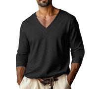 Camisetas Manga Corta Hombre,Tallas Grandes Hombre,Work For Men 2026 Basic Long Sleeve Big and Tall V Neck Sweas Going out Trendy Vacation Outfits Chaleco Caballo (Black, XXL)