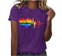 Camisetas Manga Corta Mujer,Basica Camiseta Mujer Cuello en Redondo Camisa Mujer con Estampado de Elementos Arcoíris Sencillo Blusas Mujer en Distintos Colores Camiseta Blanca Mujer