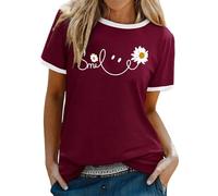 Camisetas Manga Corta Mujer, Camiseta Deportiva Mujer Top Informal Manga Corta con Estampado Gráfico Y Diseño Colorido para Uso Diario