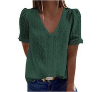 Camisetas Manga Corta Mujer Encaje Elegant,Camiseta Blanca Mujer Camisetas Mujer Verano 2024 Elegantes de Cuello en Pico T-Shirt Moda Color Sólido Blusa Casual Ligera Multicolor Tops
