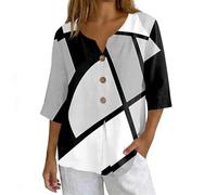 Camisetas Manga Corta Mujer,Ropa Mujer Verano,Shirts For Women Fashion Casual Printed Button Down Shirts Long Sleeve Tops De Camarera (Light Ashy, XXL)