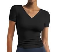 Camisetas Manga Corta Mujer Verano Basicas Blusas Algodon Tallas Grandes Casual Ropa Mujer Verano 2025 Camiseta Cuello V Vestir Elegantes Tops Mis Pedidos Realizados(Negro,M)