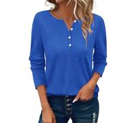 Camisetas Manga Corta Mujer,Women's Long Sleeve T Shirt Round Neck Casual Top Blusas De Damas (Blue, XXL),