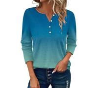 Camisetas Manga Corta Mujer,Women's Long Sleeve T Shirt Round Neck Casual Top Camisa Azul (Blue, XL),