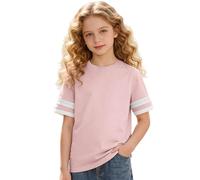 Camisetas Manga Corta NiñA 5 AñOs,Camiseta De Manga Larga con PuñOs A Rayas para NiñAs Top Informal De Mezcla Suave con Ajuste CóModo para Jugar Y para La Escuela Todos Los DíAs