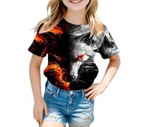 Camisetas Manga Corta Niña - Ropa De Niña, Estampada de Cuello Redondo para niñas - Top Casual de Manga Corta, Suave, de Uso Diario, fácil de cuidar, Ajuste cómodo para niñas (OTHER2, 3-4 años)