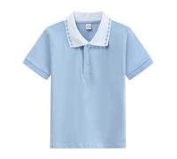Camisetas Manga Corta Niño Camiseta Túnica Corta Holgada Clásica para Niños y Niñas Blusa con Manga Corta de Color Liso (Light Blue, 4-5 Years)