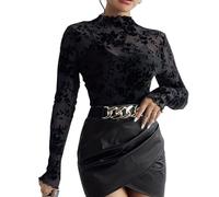 Camisetas Manga Larga Mujer Cuello En V Deporte Clásico Blusas Mujer Colores Lisos Top Otoño Fiesta Ropa Otoño Cuello Redondo Patchwork Sexy Slim Fit Navidad 2#Negro L 2025