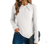 Camisetas Manga Larga Mujer Cuello Redondo Tallas Grandes Clásico Blusa Mujer Patchwork Top Otoño Basica Ropa Otoño Cuello Redondo Estampados Sencillo Slim Fit Navidad 2#Blanco XXL 2025