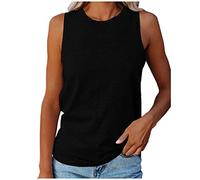 Camisetas Manga Mujer Verano Moda Color sólido Chaleco Camisola Casual Elegante Camisetas de Tirantes Tank Tops Cuello Redondo Algodón Deportivo Fiesta Playa Talla Grande Basic tee 2024