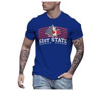 Camisetas modernas de Canadá 51St State para hombre, de manga corta, lindas camisetas deportivas casuales para salir, cuello redondo, holgadas, elegantes, para verano, camisetas 2025 para hombre, azul