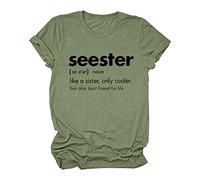 Camisetas modernas de Seester Like A Sister Only para mujer, con estampado de letras 2025, para entrenamiento, salir, ajuste holgado, camiseta gráfica de verano, camiseta informal de manga corta para
