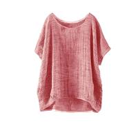 Camisetas Mujer Baratas Top De Lino Suelto Informal Liso De Manga Corta De Verano para Mujer Camisas Largas De Mujer Camiseta Elegante Mujer Top Fiesta Mujer Manga Larga Blus Top Rojo Mujer Ofertas