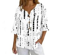 Camisetas Mujer,Blusas Mujer Tallas Grandes,Shirts For Women Fashion Casual Printed Button Down Shirts Long Sleeve Tops De Camarera (White, S)