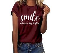 Camisetas Mujer Manga Corta Camiseta Informal Femenina de Manga Corta con diseño gráfico Moderno para un Uso Diario cómodo y versátil en Cualquier Temporada (S)