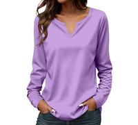 Camisetas Mujer Manga Larga Blusa Manga Larga T Shirt Cuello en V Elegante Camisa Oversize Camiseta Basic Casual Top Moda Clásica Camisetas T-Shirt Y2k Ligero Camisetas Primavera Otoño Invierno