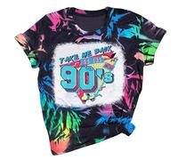 Camisetas Mujer Talla Grande Camiseta Noventera para Gráfica Musical De Los 90 Blusa Ligera Manga Corta Temáticas Divertidas Camisa (Multicolour, S)