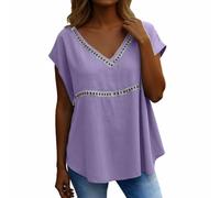 Camisetas Mujer Verano Camisa Mujer Protector Solar Verano Casual Manga Corta Cuello V Transpirable Mezcla Superior para Uso Diario Blusa Vacaciones T Shirt Verano