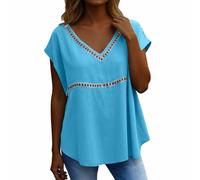 Camisetas Mujer Verano Camisa Mujer Protector Solar Verano Casual Manga Corta Cuello V Transpirable Mezcla Superior para Uso Diario Blusa Vacaciones T Shirt Verano