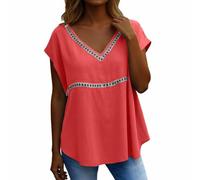 Camisetas Mujer Verano Camisa Mujer Protector Solar Verano Casual Manga Corta Cuello V Transpirable Mezcla Superior para Uso Diario Blusa Vacaciones T Shirt Verano