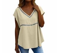 Camisetas Mujer Verano Camisa Mujer Protector Solar Verano Casual Manga Corta Cuello V Transpirable Mezcla Superior para Uso Diario Blusa Vacaciones T Shirt Verano
