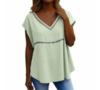 Camisetas Mujer Verano Camisa Mujer Protector Solar Verano Casual Manga Corta Cuello V Transpirable Mezcla Superior para Uso Diario Blusa Vacaciones T Shirt Verano