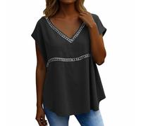 Camisetas Mujer Verano Camisa Mujer Protector Solar Verano Casual Manga Corta Cuello V Transpirable Mezcla Superior para Uso Diario Blusa Vacaciones T Shirt Verano