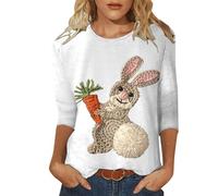 Camisetas Mujer Verano Tops Cuello Redondo Manga tres cuartos Cómoda Blusa con Estampado Floral Top Mujer Verano, caqui, XL