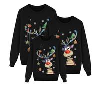 camisetas navideñas familia,Sudaderas Navideñas Familiares Suéter Invierno Jersey Manga Larga Pullover Mujer Hombre Niño Niña Chica Chico Christmas Jumper Blusas Cuello Redondo Tops Talla Grande