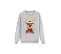 Camisetas navideñas para padres e hijos, cuello redondo grueso, estampado de cabeza de ciervo, blusa de manga larga, blusa para niños, suéter, gris, 2-3 Jahre
