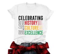 Camisetas negras para mujer: camiseta negra del mes para celebrar la cultura negra, camiseta africana, Blanco, XL