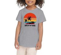 Camisetas Niño Top - Camiseta para niñas Verano árbol de Coco Puesta de Sol Playa Top Vacaciones Hawaianas Camisas Tropicales de Manga Corta para Chica Adolescente (Grey 2-3 Years)