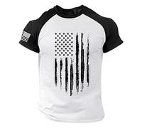 Camisetas Oversize Hombre S Día De La Independencia Estampado Pequeño Contraste De Color Primavera Verano Ocio Deportes Cómodo Transpirable Absorbe El Sudor Algodón Cuello Redondo (White XXL)