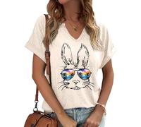 Camisetas para el día de Pascua para mujer con texto en inglés "He is Risen", con estampado de conejo, blusa, W-albaricoque, XL