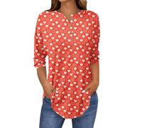Camisetas para el día de San Valentín, para mujer, con estampado de corazón, ajuste holgado, manga 3/4, blusa casual para uso diario, trabajo, viajes, citas, salidas, vacaciones, estilo callejero