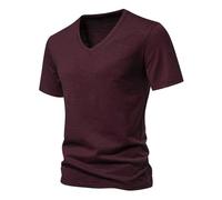 Camisetas para hombre con cuello de pico, camiseta negra Slim Fit Blusentop de secado rápido, camiseta básica transpirable, camiseta informal, cómoda, elástica, manga corta, monocolor, camiseta de