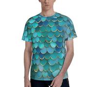 Camisetas para hombre con estampado de escamas de sirena, cómodas para hombre, para uso diario y ocasiones especiales, Negro, XXL