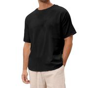 Camisetas para hombre de gran tamaño, camisetas de manga corta, deportivas, de algodón, camiseta suelta, informal, básica, parte superior para culturismo, camiseta de ocio, camisetas deportivas, Negro