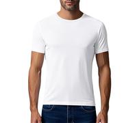 Camisetas para hombre de primavera y verano, informal, de malla, transpirable, manga corta, cuello redondo, color liso, blanco, XL